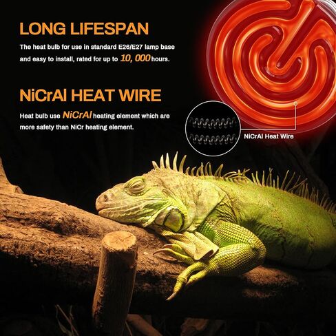 Simple Deluxe 2 Pack 150W Ceramic Heat Emitter Reptile Heat Lamp Bulb No Light Emitting for Brooder Coop Incubating Chicken & Amphibian Pet in Saudi Arabia