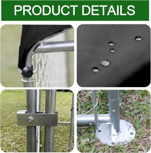 Outdoor Dog Kennel with Roof, Dog House Steel Fence with Waterproof UV-Resistant Cover, Dog Enclosures for Backyard Farm Use(9.8 * 9.8 * 5.6FT) in Kuwait