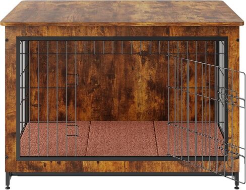 VEVOR Dog Crate Furniture, 38 inch Wooden Dog Crate with Double Doors, Heavy-Duty Dog Cage End Table with Multi-Purpose Removable Tray, Modern Dog Kennel Indoor for Dogs up to 70lb, Rustic Brown in Saudi Arabia