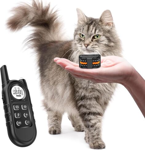 Tiniest Cat Shock Collar, Lightest Cat Training Collar with Remote for Small Cats 5-15lbs & Medium Large Cats/Puppies, Waterproof, Rechargeable, 1300ft Range (Orange) in Kuwait