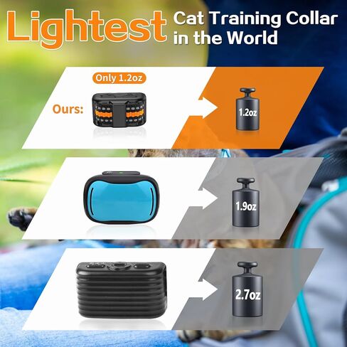 Tiniest Cat Shock Collar, Lightest Cat Training Collar with Remote for Small Cats 5-15lbs & Medium Large Cats/Puppies, Waterproof, Rechargeable, 1300ft Range (Orange) in Kuwait