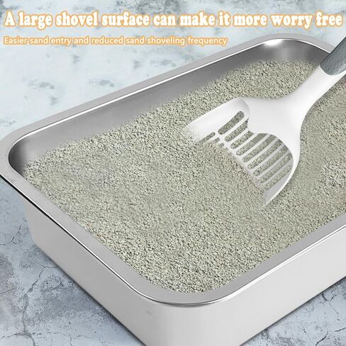 3 Pack Stainless Steel Cat Litter Box with 3 Pcs Cat Litter Scoop Large Cat Litter Box Metal Litter Scoops for Indoor Kitten, Small Medium, Large, Rustproof, Non Stick Smooth Surface, Easy to Clean in Saudi Arabia