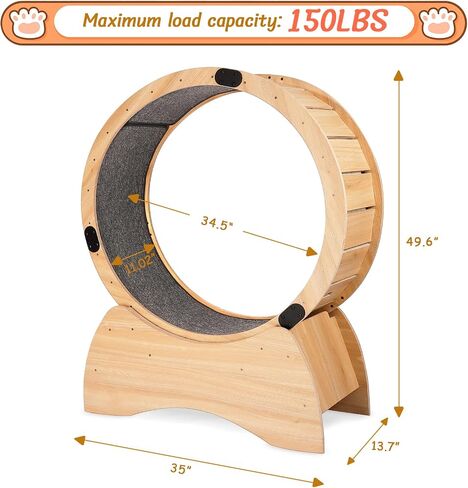 4-in-1 Cat Exercise Wheel, Cat Wheel Wood with Eight TPE Sile, Cat Litter Fitness Wheel for Indoor Cats,Climbing Ladders,Cat Scratching Board,Cat Bowls,Natural Wood in Saudi Arabia