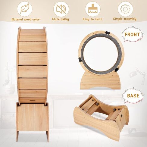 4-in-1 Cat Exercise Wheel, Cat Wheel Wood with Eight TPE Sile, Cat Litter Fitness Wheel for Indoor Cats,Climbing Ladders,Cat Scratching Board,Cat Bowls,Natural Wood in Saudi Arabia