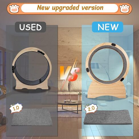 4-in-1 Cat Exercise Wheel, Cat Wheel Wood with Eight TPE Sile, Cat Litter Fitness Wheel for Indoor Cats,Climbing Ladders,Cat Scratching Board,Cat Bowls,Natural Wood in Saudi Arabia