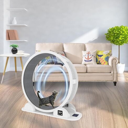عجلة للقطط، عجلة تمرين للقطط مع عداد الخطى، عجلة تمرين للقطط مع مدرج مفروش بالسجاد، تركيب سريع وسهل 10 دقائق، عجلات للقطط الداخلية، 41.7 بوصة in Kuwait