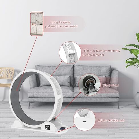 عجلة للقطط، عجلة تمرين للقطط مع عداد الخطى، عجلة تمرين للقطط مع مدرج مفروش بالسجاد، تركيب سريع وسهل 10 دقائق، عجلات للقطط الداخلية، 41.7 بوصة in Kuwait