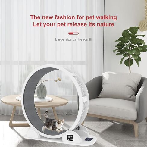 عجلة للقطط، عجلة تمرين للقطط مع عداد الخطى، عجلة تمرين للقطط مع مدرج مفروش بالسجاد، تركيب سريع وسهل 10 دقائق، عجلات للقطط الداخلية، 41.7 بوصة in Kuwait