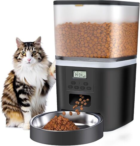 Automatic Cat Feeder Wet Food/Dry Food, 6Meal Timed Pet Feeder Easily Programmable &Easy to Clean, Auto Feeder for Cats/Small Dogs(Green) in Saudi Arabia