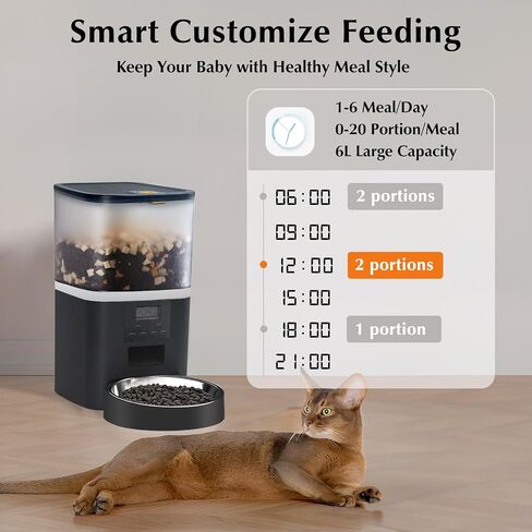 Automatic Cat Feeder Wet Food/Dry Food, 6Meal Timed Pet Feeder Easily Programmable &Easy to Clean, Auto Feeder for Cats/Small Dogs(Green) in Saudi Arabia
