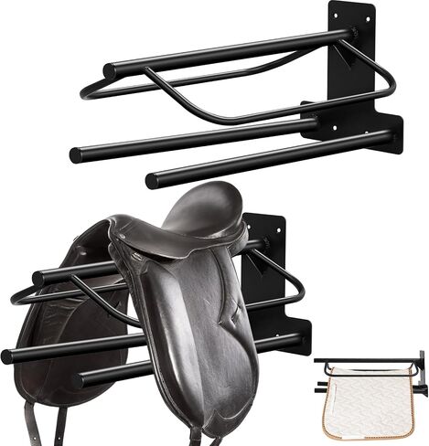 Paterr 2 Pcs Saddle Rack Wall Mount Saddle Stand Saddle Pad Rack Horse Tack Storage for English Western Saddles Horses Blanket Stall Supplies Accessories in Saudi Arabia