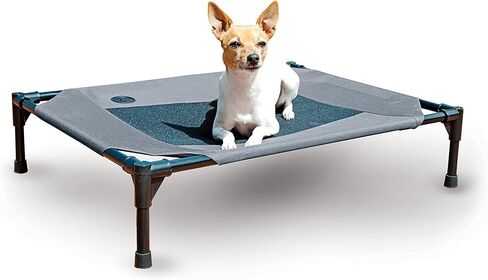K&H Pet Products Raised Cooling Outdoor Dog Bed, Portable Elevated Dog Bed, Washable Mesh Pet Camping Gear, Heavy Duty Metal Frame Cat Hammock Bed, Inside Outside Dog Cot Bed, Medium Chocolate/Black in Saudi Arabia