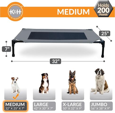 K&H Pet Products Raised Cooling Outdoor Dog Bed, Portable Elevated Dog Bed, Washable Mesh Pet Camping Gear, Heavy Duty Metal Frame Cat Hammock Bed, Inside Outside Dog Cot Bed, Medium Chocolate/Black in Saudi Arabia