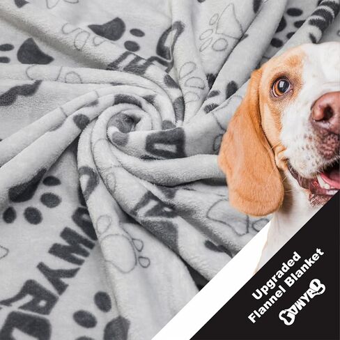 1 Pack 3 Dog Blankets, 31x41Inch Upgraded Dog Cat Flannel Blankets Washable, Dog Blanket Soft Pet Throw Cover for Kennel Bed, Cute Paw Pattern, Pet Blanket, Medium Small Dogs, Grey in Saudi Arabia