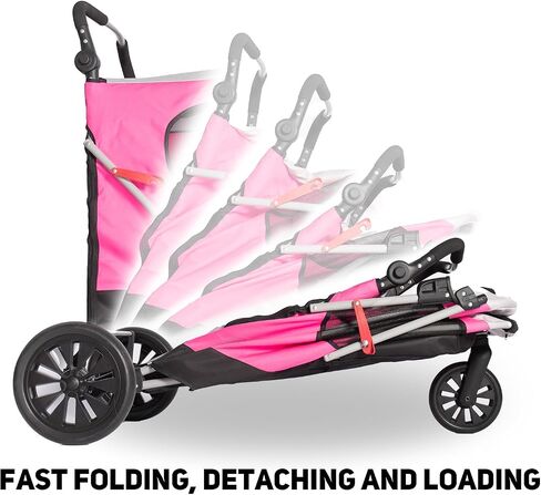 Dog Stroller for Large Dogs, 3 Wheel Foldable Pet Stroller for Medium Large Dogs, Heavy Duty Dog Wagons and Cart Up to 100 LBS (Orange) in Saudi Arabia