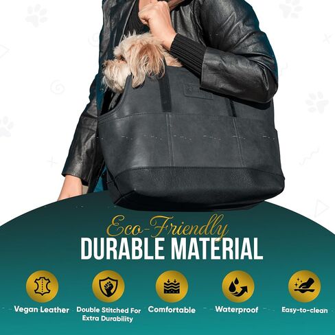 Luxury Vegan Leather Dog Carrier Purse with Comfort Cushion & Multiple Pockets - Ergonomic Pet Travel Tote Bag for Small Dogs and Puppies in Saudi Arabia