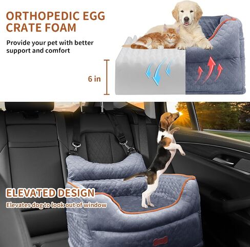 Dog Car Seat for Small Dogs Up to 25 lbs with 6-Inch Memory Foam Cushion in Saudi Arabia