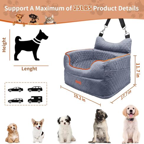 Dog Car Seat for Small Dogs Up to 25 lbs with 6-Inch Memory Foam Cushion in Saudi Arabia