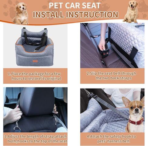 Dog Car Seat for Small Dogs Up to 25 lbs with 6-Inch Memory Foam Cushion in Saudi Arabia
