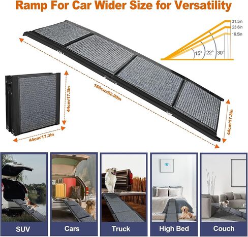 Dog Ramp for Car, Folding Dog Ramp, Non-Slip Rug Surface Dog Truck Ramp， Larger Widths Dog Car Ramp, Greater Load Capacity Dog Ramps for Large Dogs in Saudi Arabia