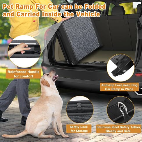Dog Ramp for Car, Folding Dog Ramp, Non-Slip Rug Surface Dog Truck Ramp， Larger Widths Dog Car Ramp, Greater Load Capacity Dog Ramps for Large Dogs in Saudi Arabia