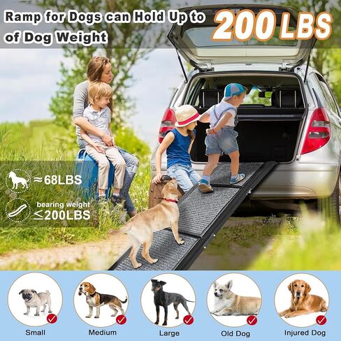Dog Ramp for Car, Folding Dog Ramp, Non-Slip Rug Surface Dog Truck Ramp， Larger Widths Dog Car Ramp, Greater Load Capacity Dog Ramps for Large Dogs in Saudi Arabia