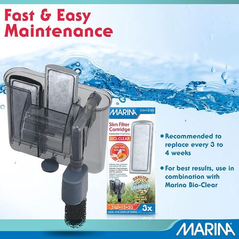 Marina Bio Clear Ceramic Replacement Cartridge for Slim Filters, 3 Pack – Optimal Filtration for a Healthy Aquarium,White in Kuwait
