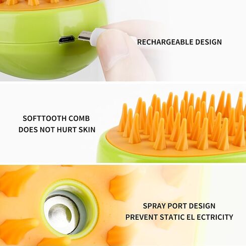 Steamy Cat Brush - 3 In1 Cat Steamy Brush, Self Cleaning Steam Cat Brush, Cat Steamer Brush for Massage for Removing Tangled And Loosse Hair (Green) in Saudi Arabia