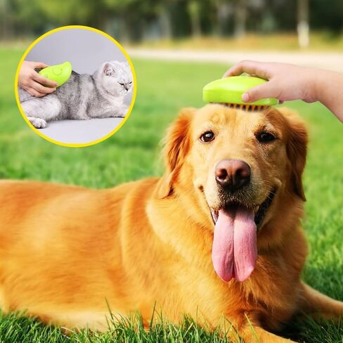 Steamy Cat Brush - 3 In1 Cat Steamy Brush, Self Cleaning Steam Cat Brush, Cat Steamer Brush for Massage for Removing Tangled And Loosse Hair (Green) in Saudi Arabia