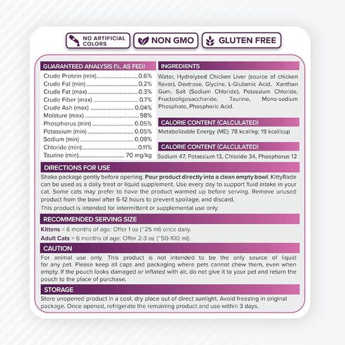 KittyRade – Delicious, Healthy Prebiotic, Isotonic Drink for Cats, Electrolytes | Reliable Hydration Drink for Cats & Low Calorie | Cat Health Supplement | Resealable Packs | (250ml x 10) in Saudi Arabia