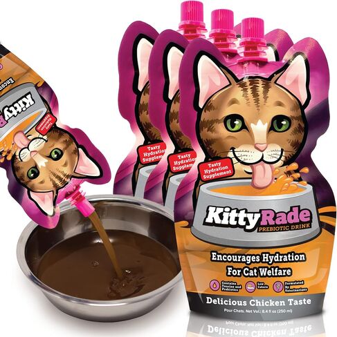 KittyRade – Delicious, Healthy Prebiotic, Isotonic Drink for Cats, Electrolytes | Reliable Hydration Drink for Cats & Low Calorie | Cat Health Supplement | Resealable Packs | (250ml x 10) in Saudi Arabia