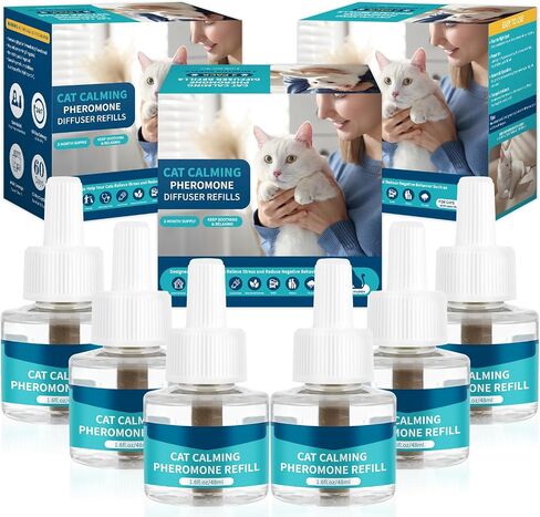VICSOM Cat Calming Diffuser Refills Kit, Cat Pheromones Calming Refill, 180 Days Anti Anxiety Relief Stress Long Calm Effect, 48ml Fit All Common Diffusers Plug in, 6 Pack in Saudi Arabia