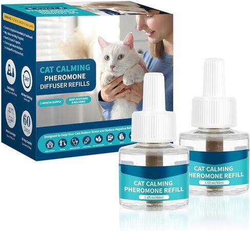 مجموعة عبوات موزع الروائح المهدئ للقطط من فيسوم، عبوة إعادة تعبئة مهدئة للقطط، 180 يومًا مضادة للقلق وتخفيف التوتر، تأثير طويل هادئ، 48 مل تناسب جميع أجهزة توزيع الروائح الشائعة، 6 عبوات in Kuwait