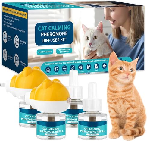 VICSOM Cat Calming Diffuser Refills Kit, Cat Pheromones Calming Refill, 180 Days Anti Anxiety Relief Stress Long Calm Effect, 48ml Fit All Common Diffusers Plug in, 6 Pack in Saudi Arabia
