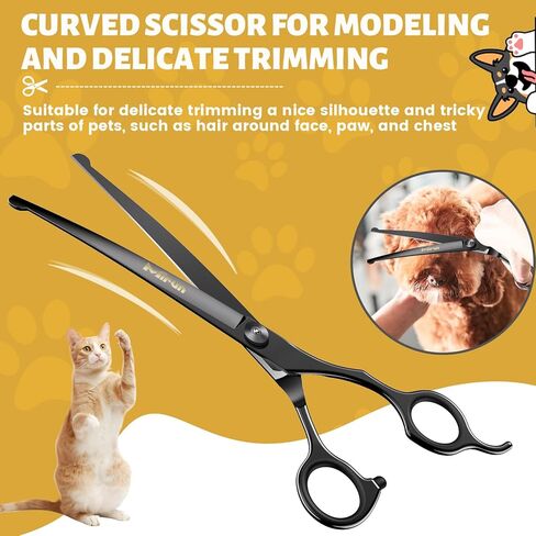Professional Dog Grooming Scissors Kit,Dog Scissors for Grooming with Safety Round Tips,Titanium-plated stainless steel Grooming Scissors for Dogs & Cats,Dog Grooming Supplies,Thinning Shears for Dogs in Kuwait