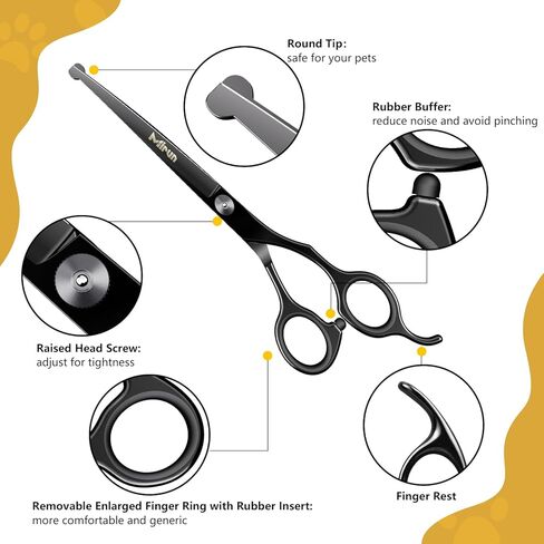 Professional Dog Grooming Scissors Kit,Dog Scissors for Grooming with Safety Round Tips,Titanium-plated stainless steel Grooming Scissors for Dogs & Cats,Dog Grooming Supplies,Thinning Shears for Dogs in Kuwait