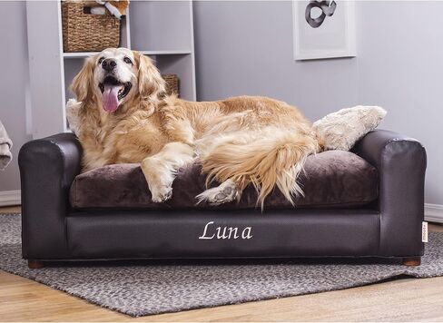 Premium Leatherette Sofa Pet Bed, Extra Large, Espresso in Kuwait