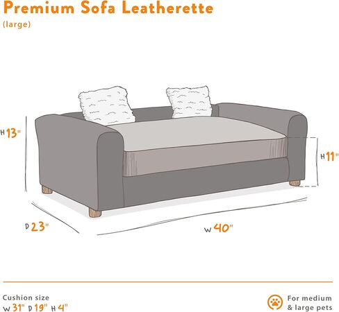 Premium Leatherette Sofa Pet Bed, Extra Large, Espresso in Kuwait