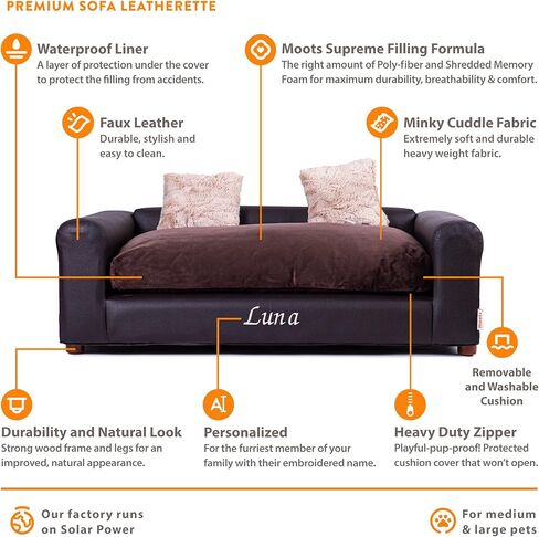 Premium Leatherette Sofa Pet Bed, Extra Large, Espresso in Kuwait