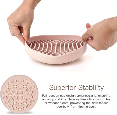 Slow Feeder Dog Bowls, Puzzle Silicone Dog Feeding Bowls with Suction Cups, Anti-Choking, Non-Slip Design, Reduces Boredom, Anxiety, Ideal for Medium to Small Dogs & Cats - XAQMHSW (Pink) in Kuwait