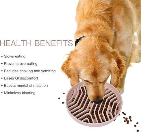 Slow Feeder Dog Bowls, Puzzle Silicone Dog Feeding Bowls with Suction Cups, Anti-Choking, Non-Slip Design, Reduces Boredom, Anxiety, Ideal for Medium to Small Dogs & Cats - XAQMHSW (Pink) in Kuwait