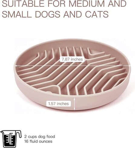 Slow Feeder Dog Bowls, Puzzle Silicone Dog Feeding Bowls with Suction Cups, Anti-Choking, Non-Slip Design, Reduces Boredom, Anxiety, Ideal for Medium to Small Dogs & Cats - XAQMHSW (Pink) in Kuwait