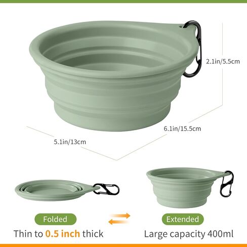 Collapsible Dog Bowls 2pcs for Puppy Bowl, Portable Dog Bowl for Small to Medium Sized Dogs and Cats, Travel Dog Bowl is Ideal for Traveling and Hiking BPA Free (400mL) in Saudi Arabia