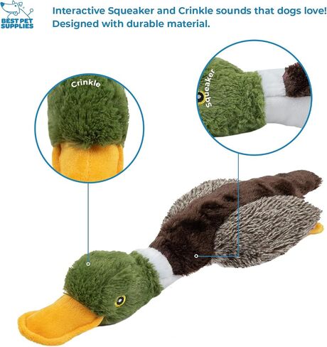 Best Pet Supplies Crinkle Dog Toy for Small, Medium, and Large Breeds, Cute No Stuffing Duck with Soft Squeaker, Fun for Indoor Puppies and Senior Pups, Plush No Mess Chew and Play - Light Pink in Saudi Arabia