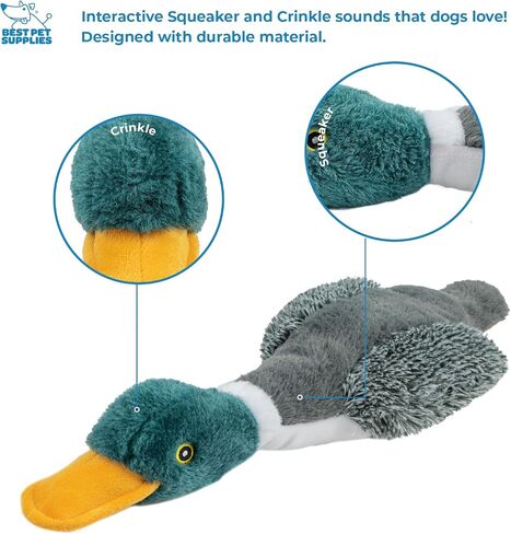 Best Pet Supplies Crinkle Dog Toy for Small, Medium, and Large Breeds, Cute No Stuffing Duck with Soft Squeaker, Fun for Indoor Puppies and Senior Pups, Plush No Mess Chew and Play - Light Pink in Saudi Arabia