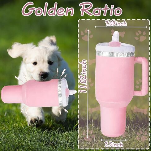 Funny Tumbler with Handle Cup Dog Toys,Cute Squeaky Dog Toys Cup, Safety Design Dog Toys for Small Dogs/Large Dogs/Medium Size Dog Toy Replica of 30 oz Cup (Pink) in Kuwait