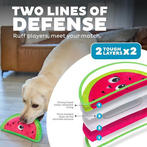 Outward Hound Tough Skinz Durable Squeaky Dog Toy with Two Tough Layers, Watermelon, Red, Medium in Kuwait