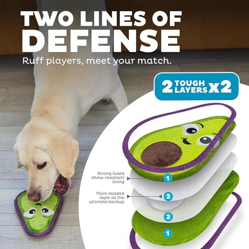 Outward Hound Tough Skinz Durable Squeaky Dog Toy with Two Tough Layers, Watermelon, Red, Medium in Kuwait