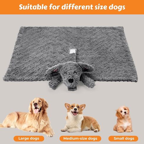 Heartbeat Toy Heartbeat Blanket for Dog Anxiety Relief, Heartbeat Stuffed Animal for Puppy Calming Aid Behavioral Aid, Dog Comfort Toy for Sleep Aid Cuddle, Grey in Kuwait