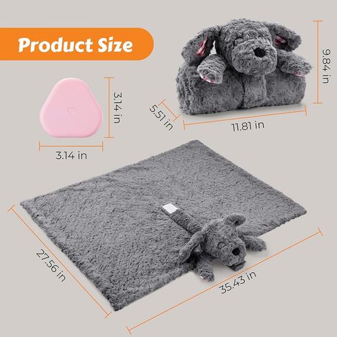 Heartbeat Toy Heartbeat Blanket for Dog Anxiety Relief, Heartbeat Stuffed Animal for Puppy Calming Aid Behavioral Aid, Dog Comfort Toy for Sleep Aid Cuddle, Grey in Kuwait